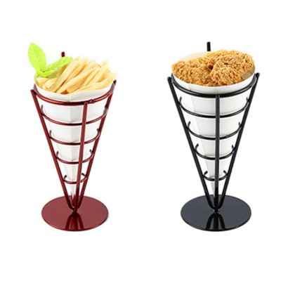 Mini stainless steel french fries stand for restaurant fast food serving tray basket