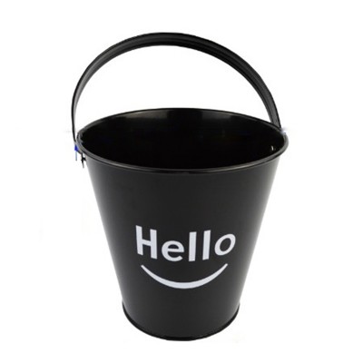 Hello Printed Black Iron Ice Bucket French Fries Bucket frying basket