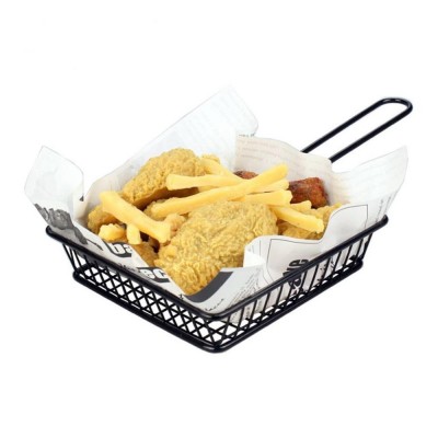 Mini kitchen stainless steel Black French fries basket fast food serving basket restaurant serving tray