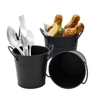 Black French Fries Bucket Mini Ice serving fast food Bucket with two handles