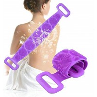 70CM Long Cleaning Tool Flexible Soft Silicone Bath Body Brush With Sponge